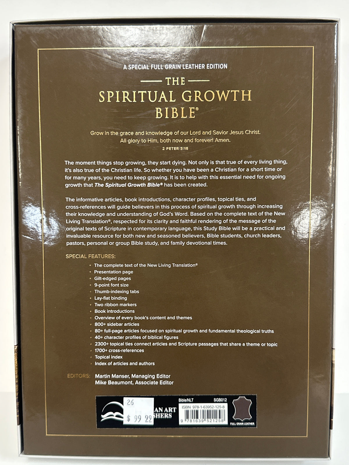 NLT SPIRITUAL GROWTH LEATHER BIBLE MAHOGANY-1258