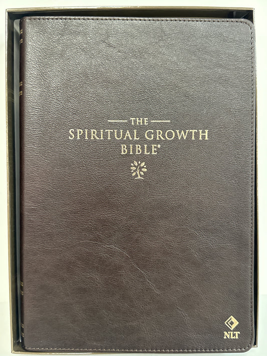 NLT SPIRITUAL GROWTH LEATHER BIBLE MAHOGANY-1258