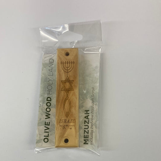 OLIVE WOOD MEZUZAH MESSIANIC SY-2284