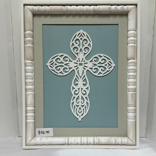 WOOD CROSS WALL ART-7942