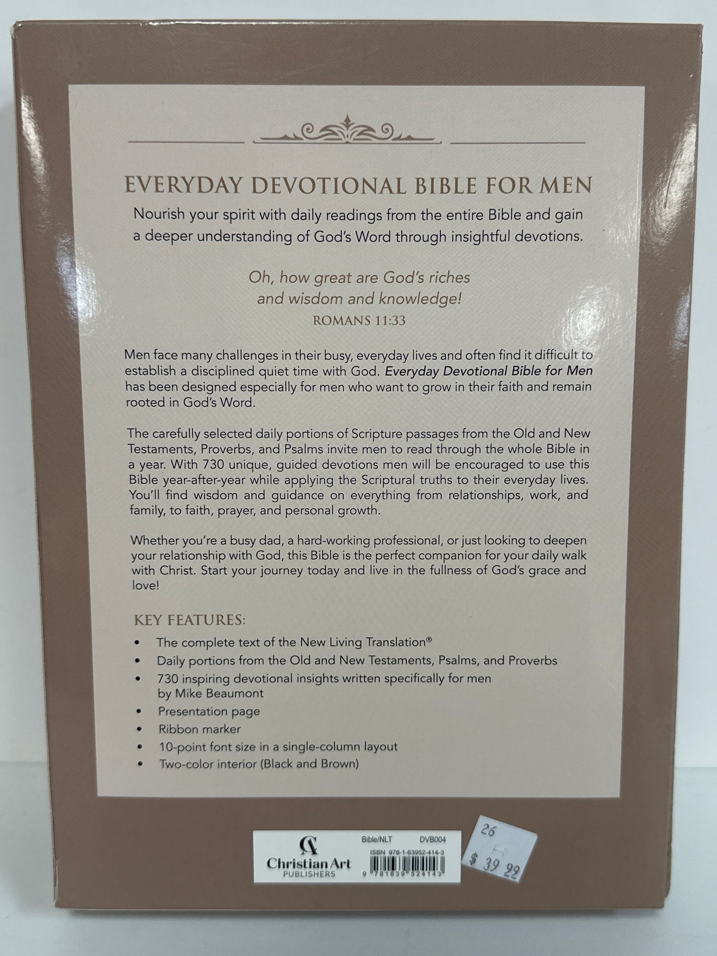 NLT DEVOTIONAL BIBLE FOR MEN TAN-4143