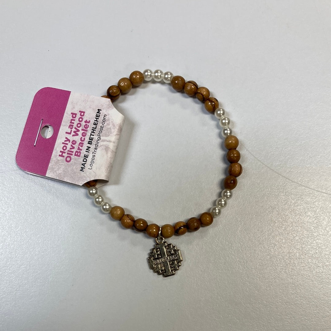 OLIVE WOOD STRETCH BRACELET-9873