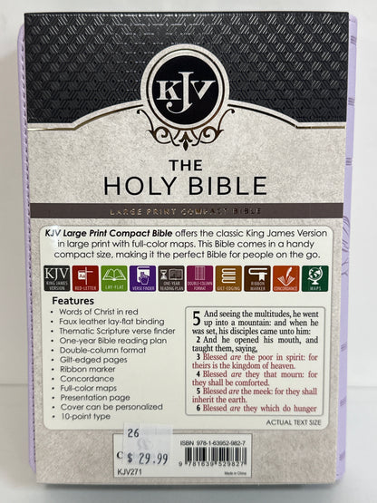 KJV LARGE PRINT COMPACT BIBLE PURPLE-9827