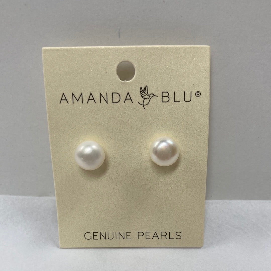WHITE BUTTON STUD PEARL EARRING-4246