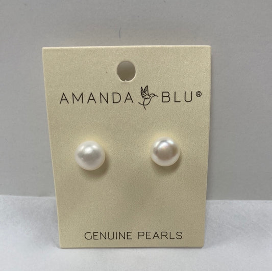 WHITE BUTTON STUD PEARL EARRING-4246
