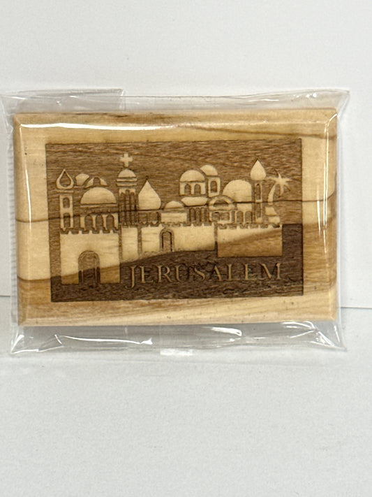 JERUSALEM CITY 3D OLIVE WOOD MAGNET-2215