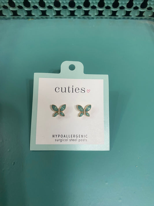 MINT CRYSTAL BUTTERFLIES EARRINGS-1977