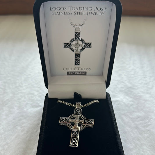 CELTIC CROSS STAINLESS STEEL PENDANT 24 IN-4295