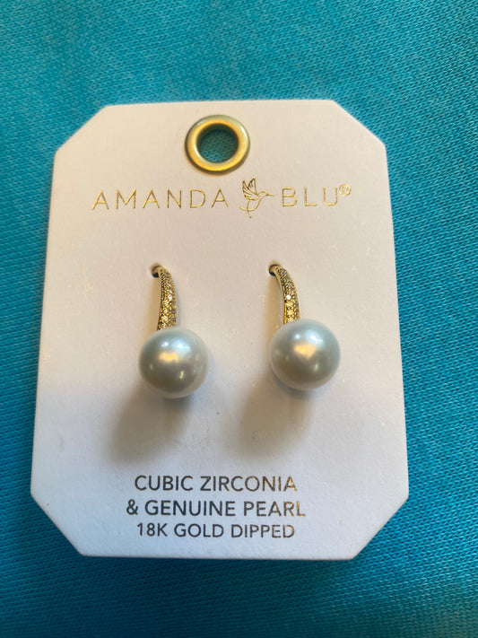 PEARL STUD HOOP EARRINGS GOLD-1523