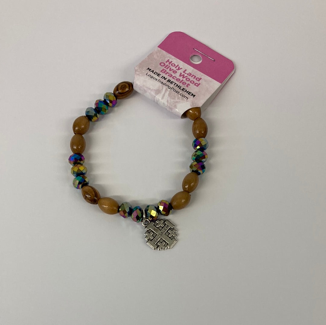 OLIVE WOOD STRETCH BRACELET-9880