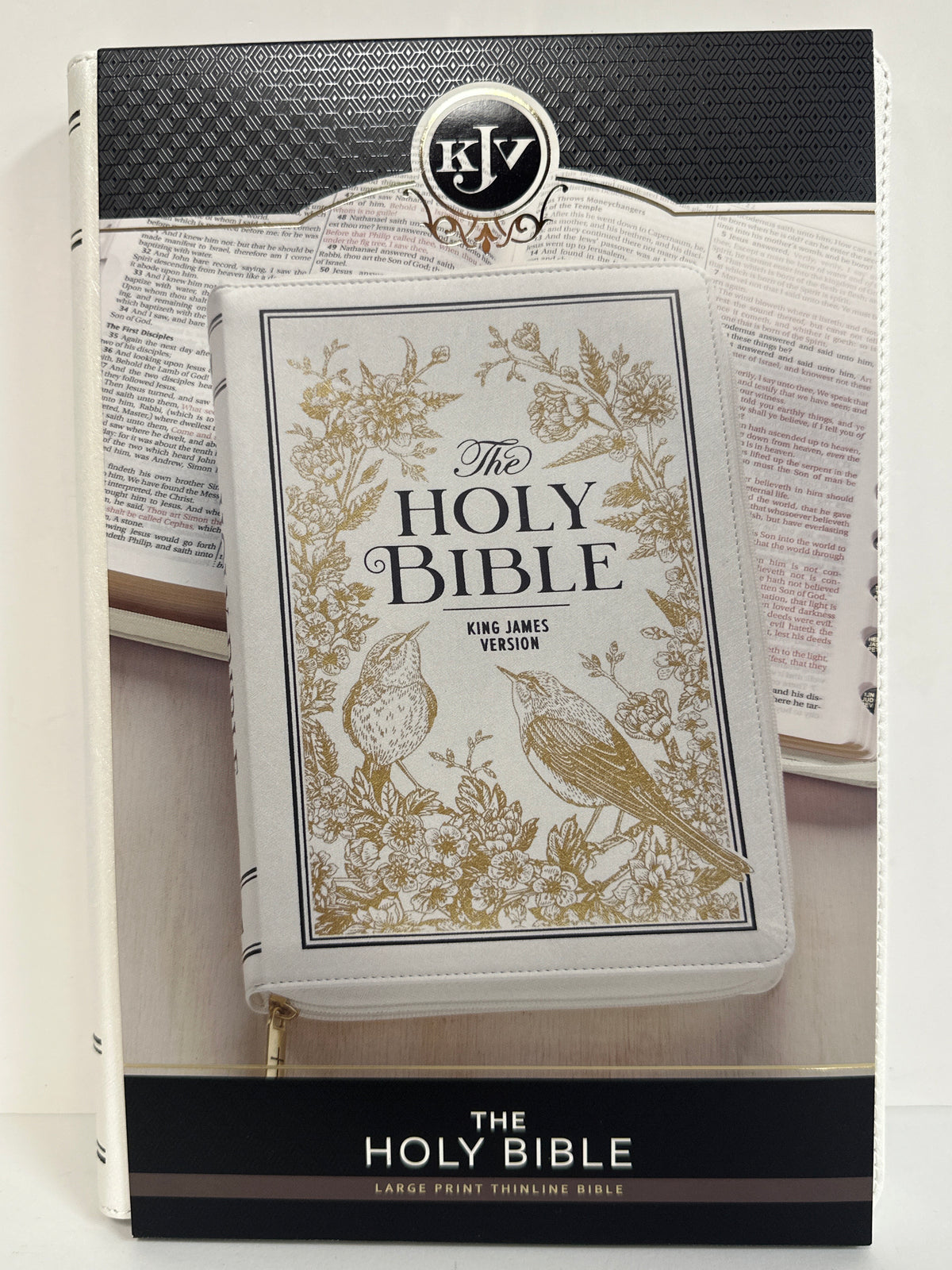 KJV LARGE PRINT THINLINE BIBLE WHITE ZIP-6864