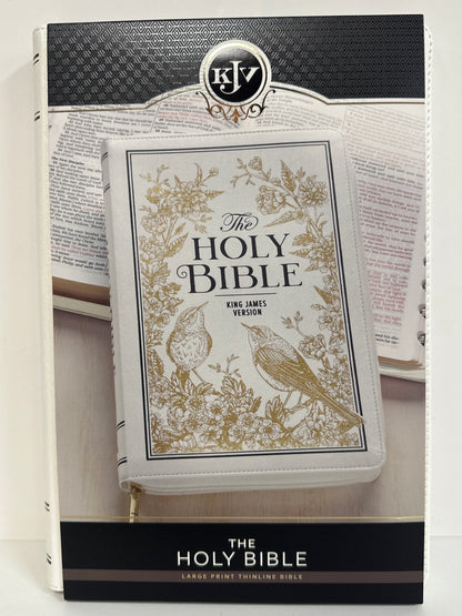 KJV LARGE PRINT THINLINE BIBLE WHITE ZIP-6864