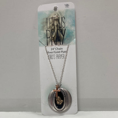 LORD'S PRAYER SP/GP NECKLACE-4073 : 24 IN