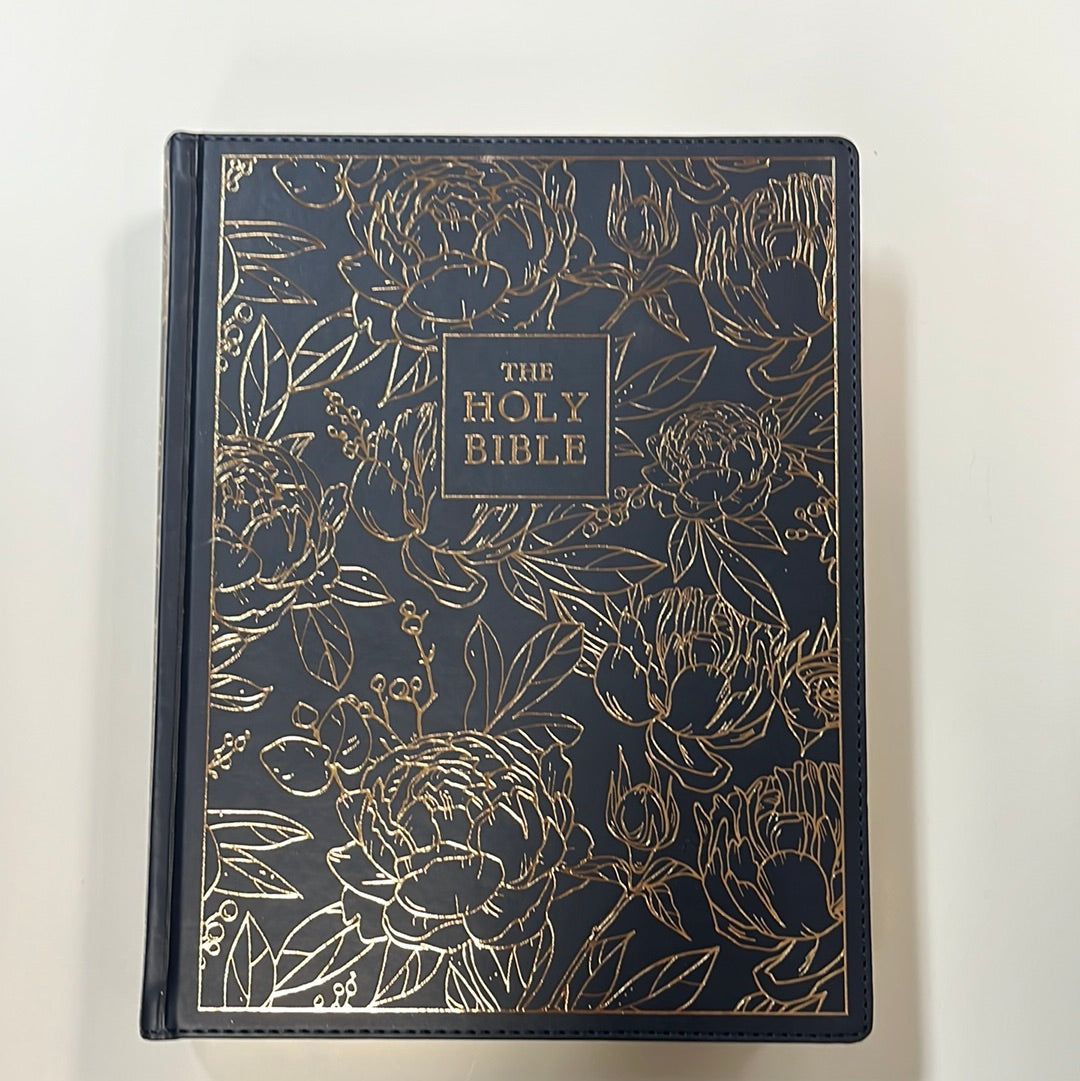 KJV NOTE TAKING LG PR BIBLE NAVY W/GOLD FLORAL