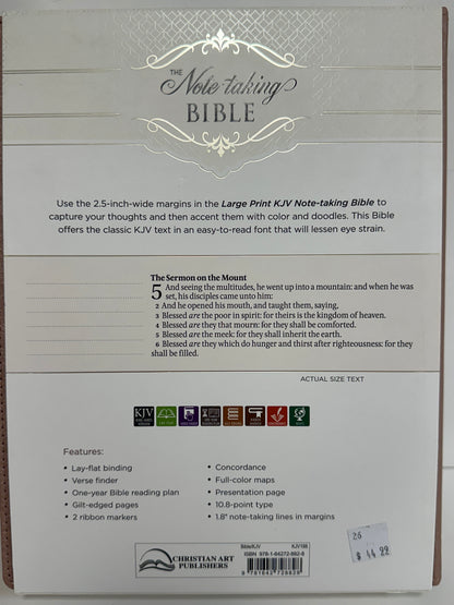 KJV NOTE TAKING LARGE PRINT BIBLE ROSE GOLD-8828