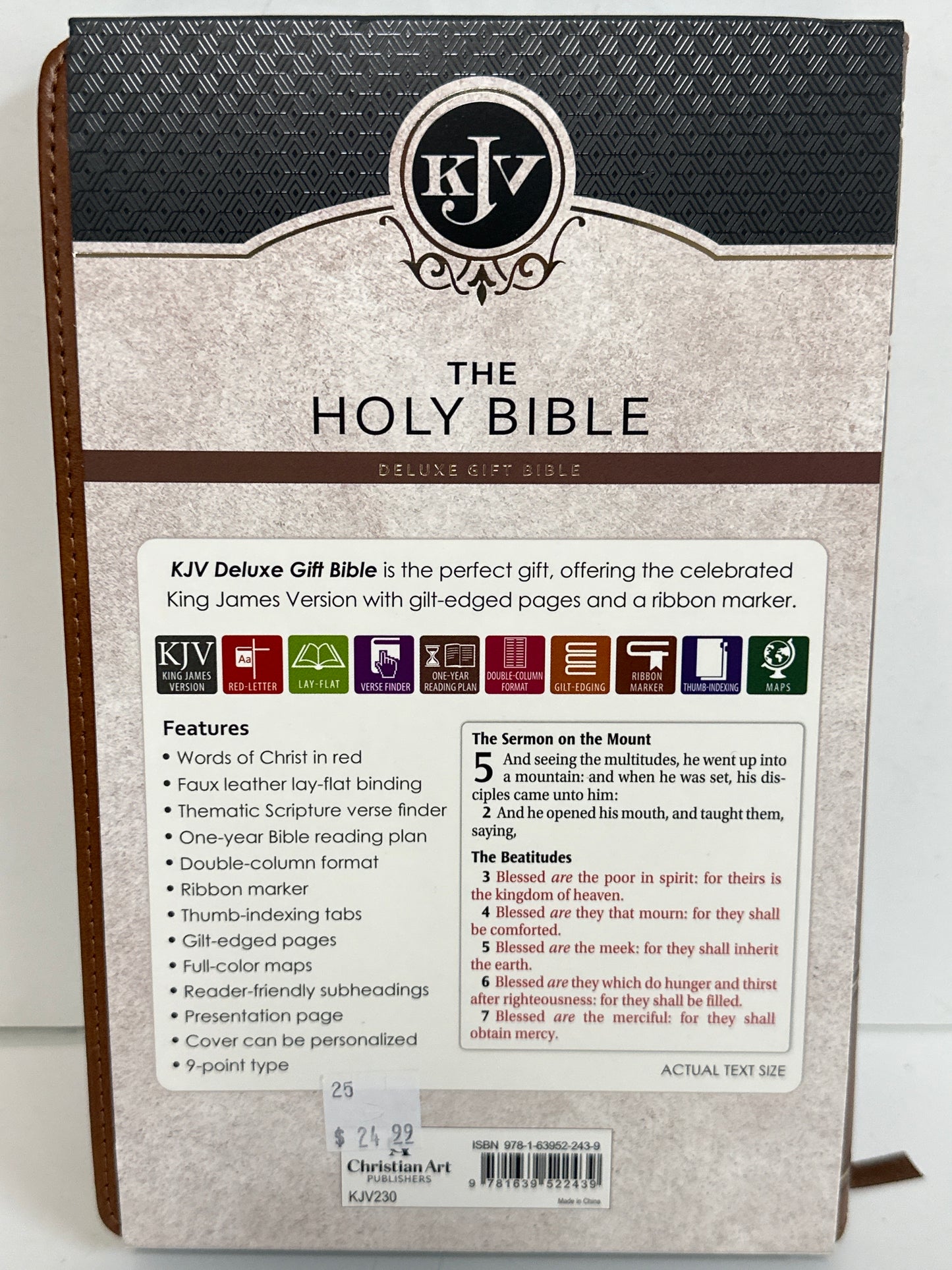 KJV DELUXE GIFT BIBLE TAN CROSS-2439