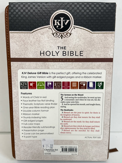 KJV DELUXE GIFT BIBLE TAN CROSS-2439
