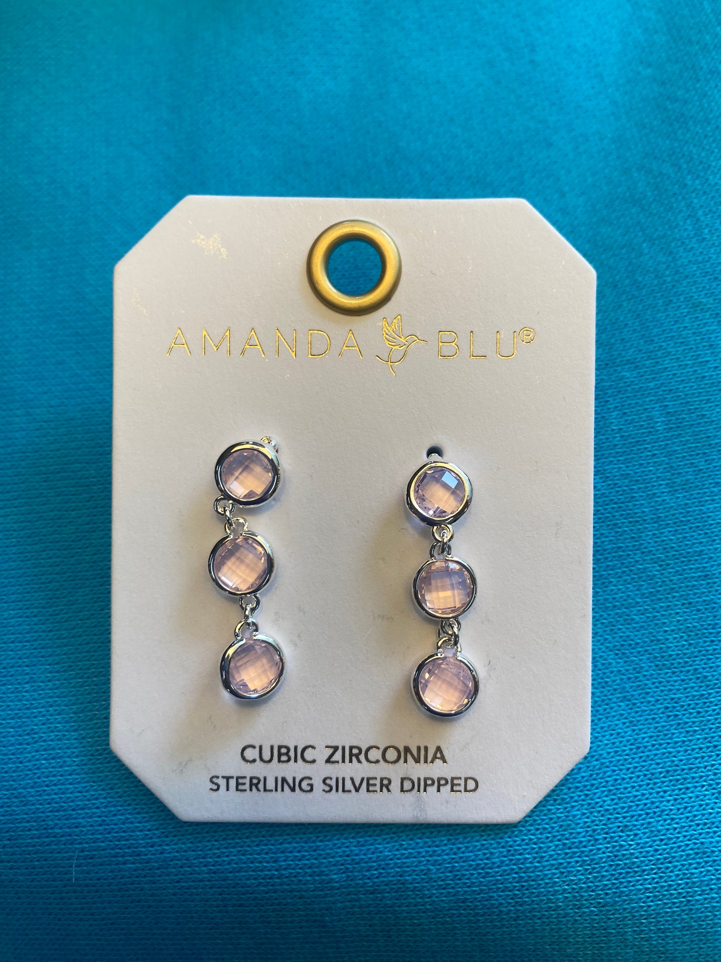 SILVER FACETED PINK CZ EARRINGS-3954