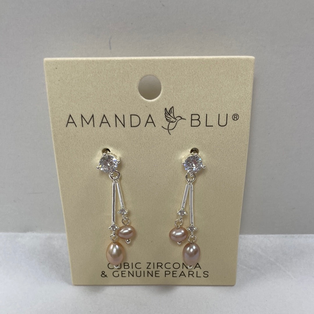 SILVER DBL PEARL CRYS DROP EARR-5502