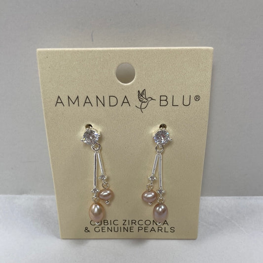 SILVER DBL PEARL CRYS DROP EARR-5502
