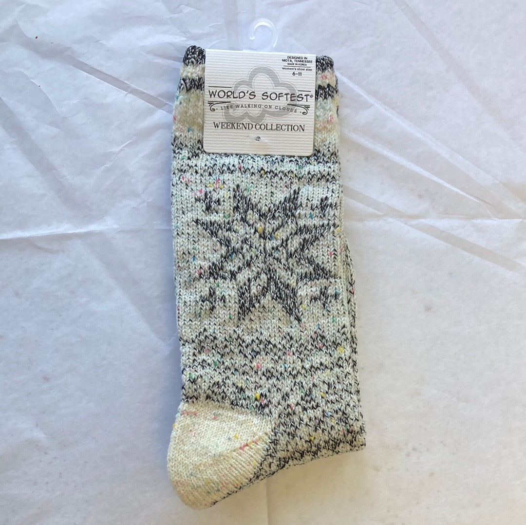 LADIES SOCKS/BLACK MULTI 064