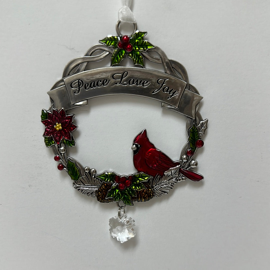 PEACE LOVE JOY CARDINAL ORNAM-7871