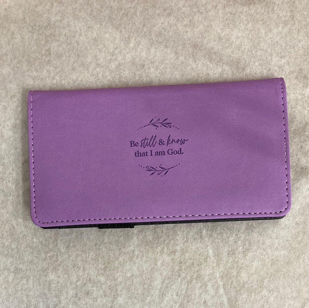 BE STILL PURPLE CHECKBOOK COVER-6892