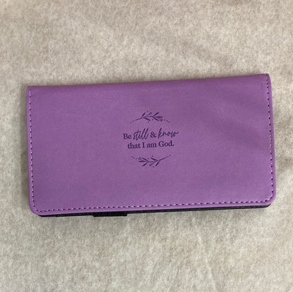 BE STILL PURPLE CHECKBOOK COVER-6892