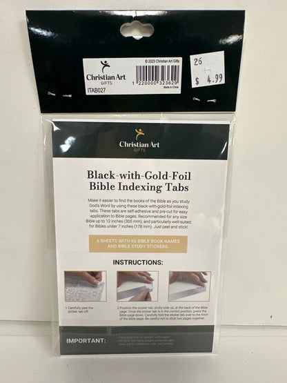 BLACK W/GOLD FOIL BIBLE INDEXING TABS-3629