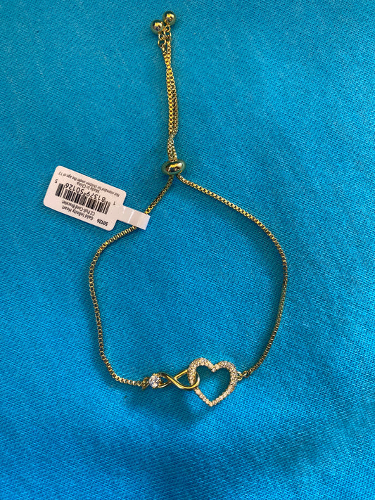 GOLD INFINITY HEART CZ PULL CORD BRACELET-1265