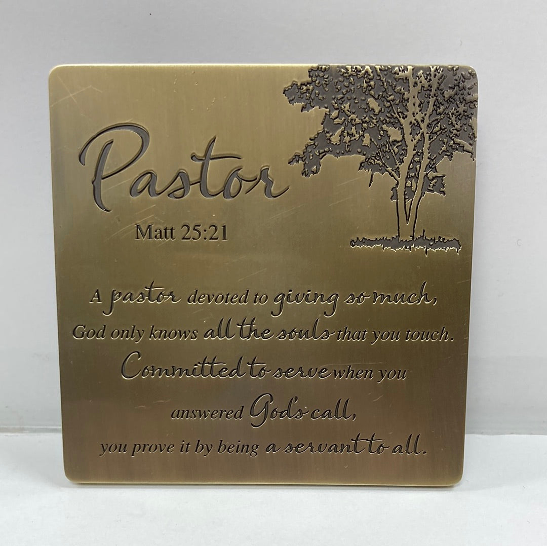 PASTOR BRASS TABLETOP PLAQUE