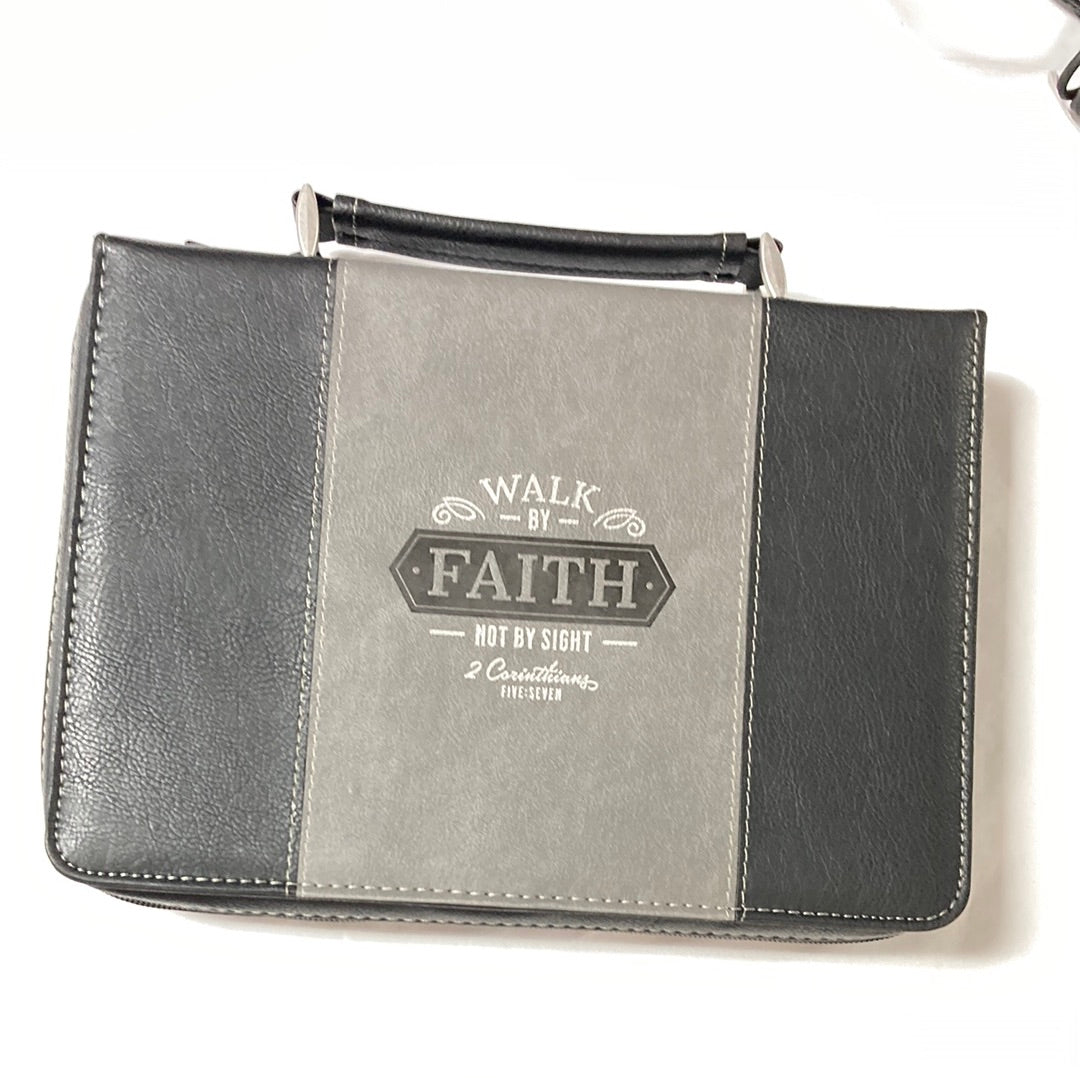 WALK BY FAITH BLK/GRY BIBLE COV-1458