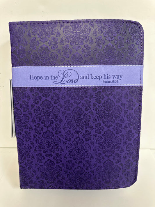HOPE IN THE LORD PURPLE XL BIBLE COVER-4098
