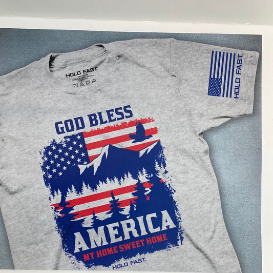 GOD BLESS AMERICA SCENE HOLD FAST TEE MED-6223