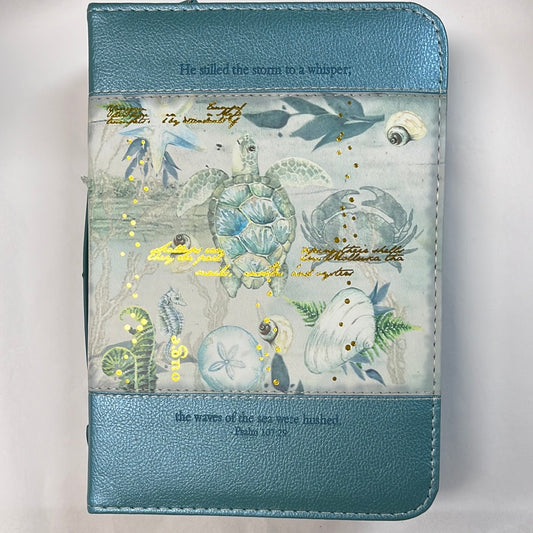 BLUE SEA TURTLE LG BIBLE COVER-3151