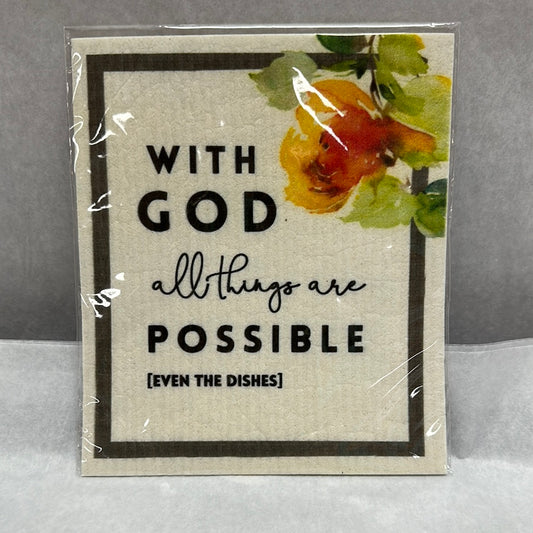 WITH GOD ALL THINGS DISH CLOTH-5027