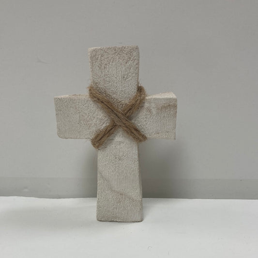 WHITE SM STANDING CROSS-2933