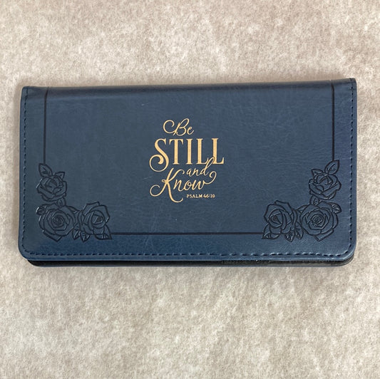 BE STILL NAVY CHECKBOOK COVER-3877