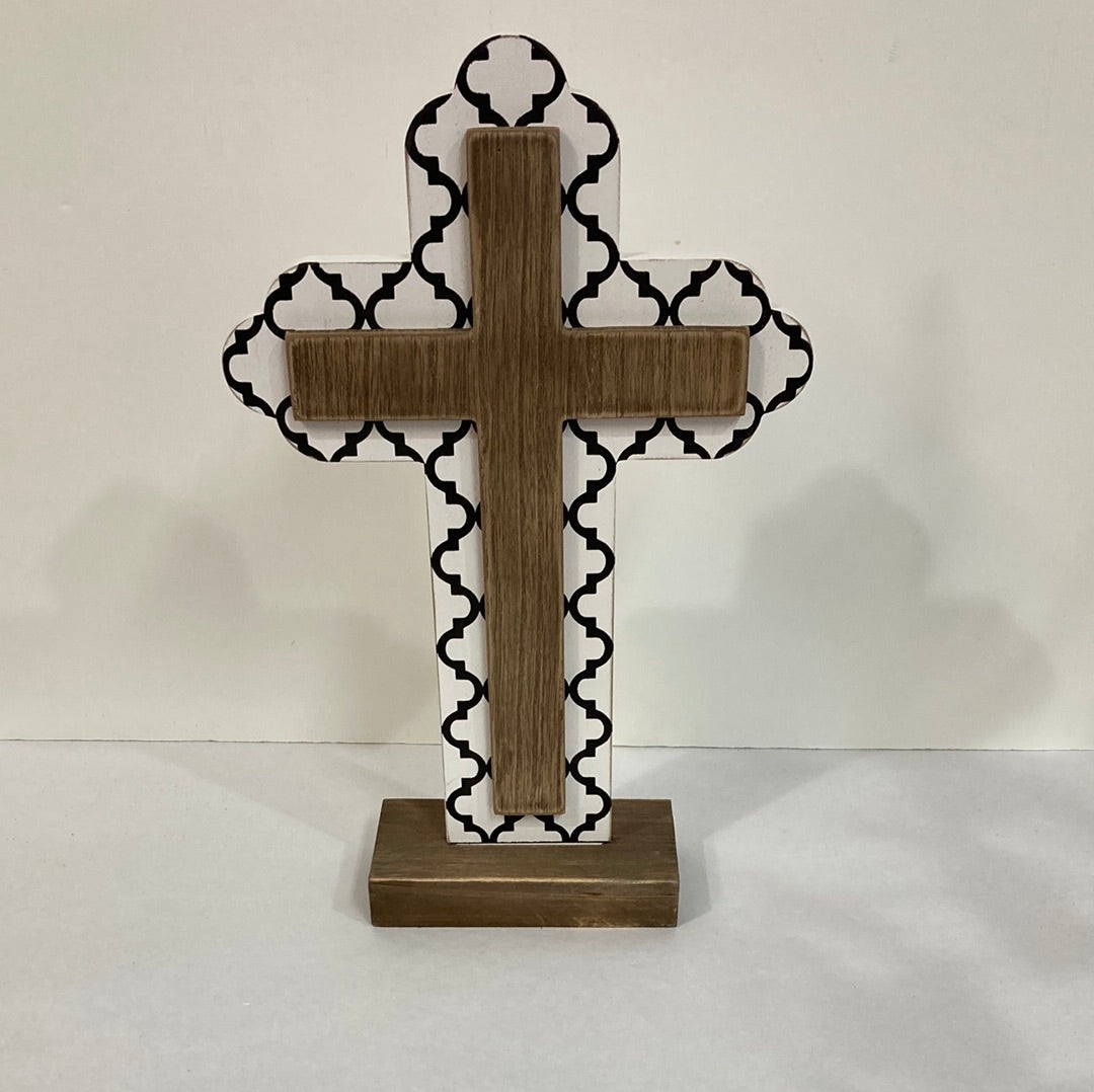 BLACK/WHITE WOOD TBLTP CROSS-8908