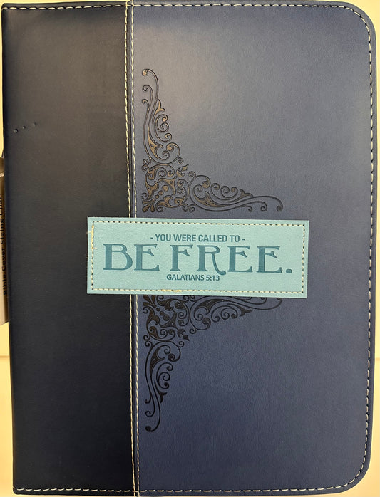 BE FREE BLUE XL BIBLE COVER-3441
