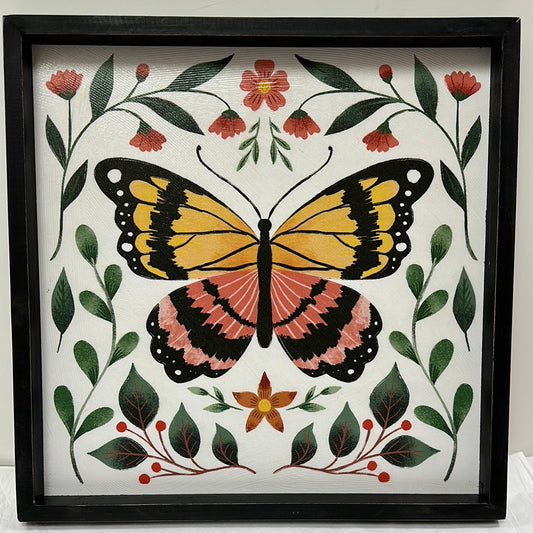 BUTTERFLY/FLOWERS PLAQUE-7086