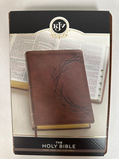 KJV GIANT PRINT FULL SIZE BIBLE CROWN OF THORNS BROWN-9896