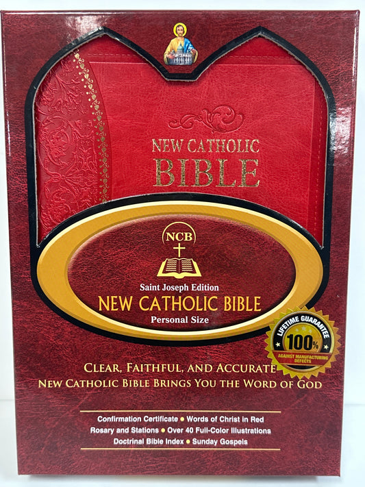 NCB ST JOSEPH NEW CATHOLIC PERSONAL SIZE BIBLE RED-2206