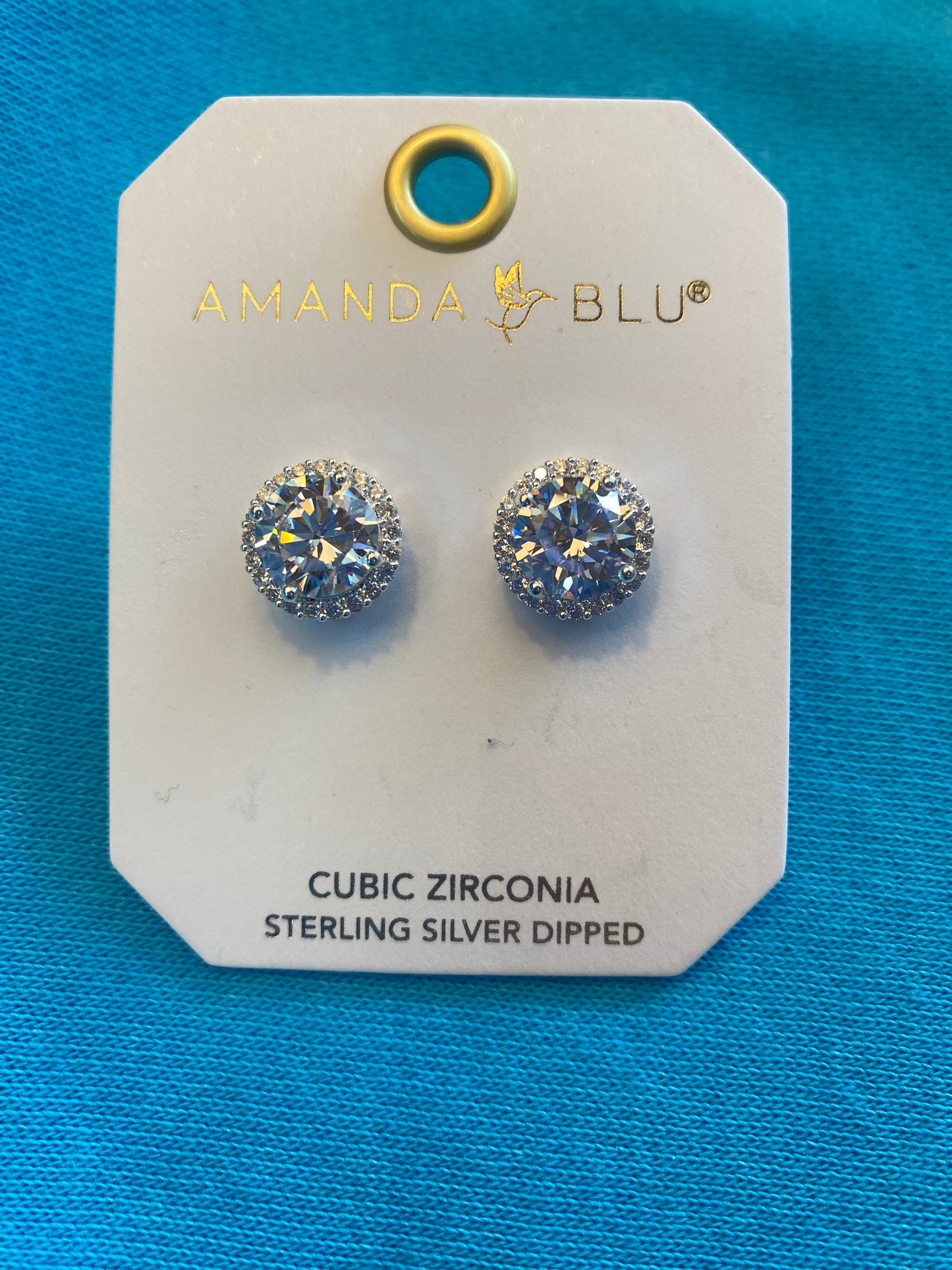 TIMELESS RADIANCE ROUND CUT HALO STUD EARRINGS SILVER-2989