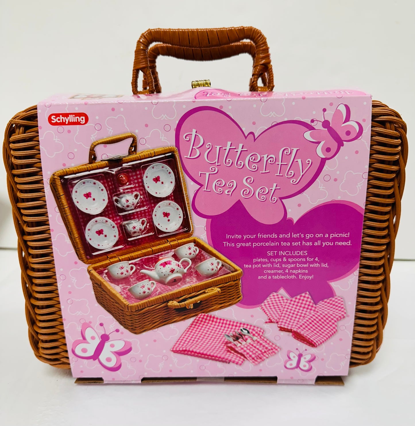 BUTTERFLY TEA SET BASKET 23 PC-3764