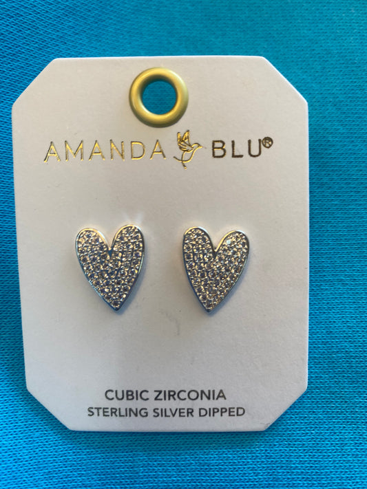 ICE BLU OBLONG HEART EARRINGS SILVER-3429