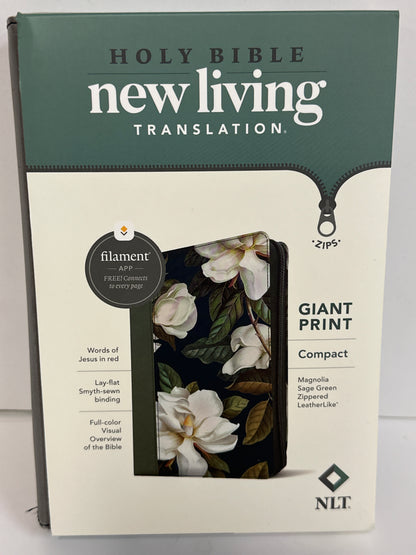 NLT GIANT PRINT COMPACT FILAMENT BIBLE INDEX MAGNOLIA SAGE GREEN-0118
