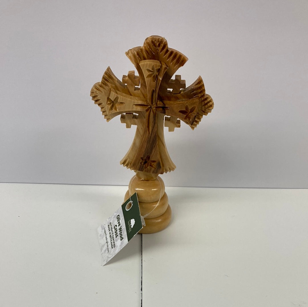 OLIVE WOOD JERUSALEM CROSS STANDING MEDIUM -2338