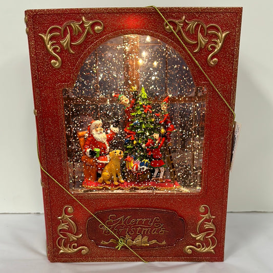 SANTA BOOK W/ELF TREE LED SWIRL-0446