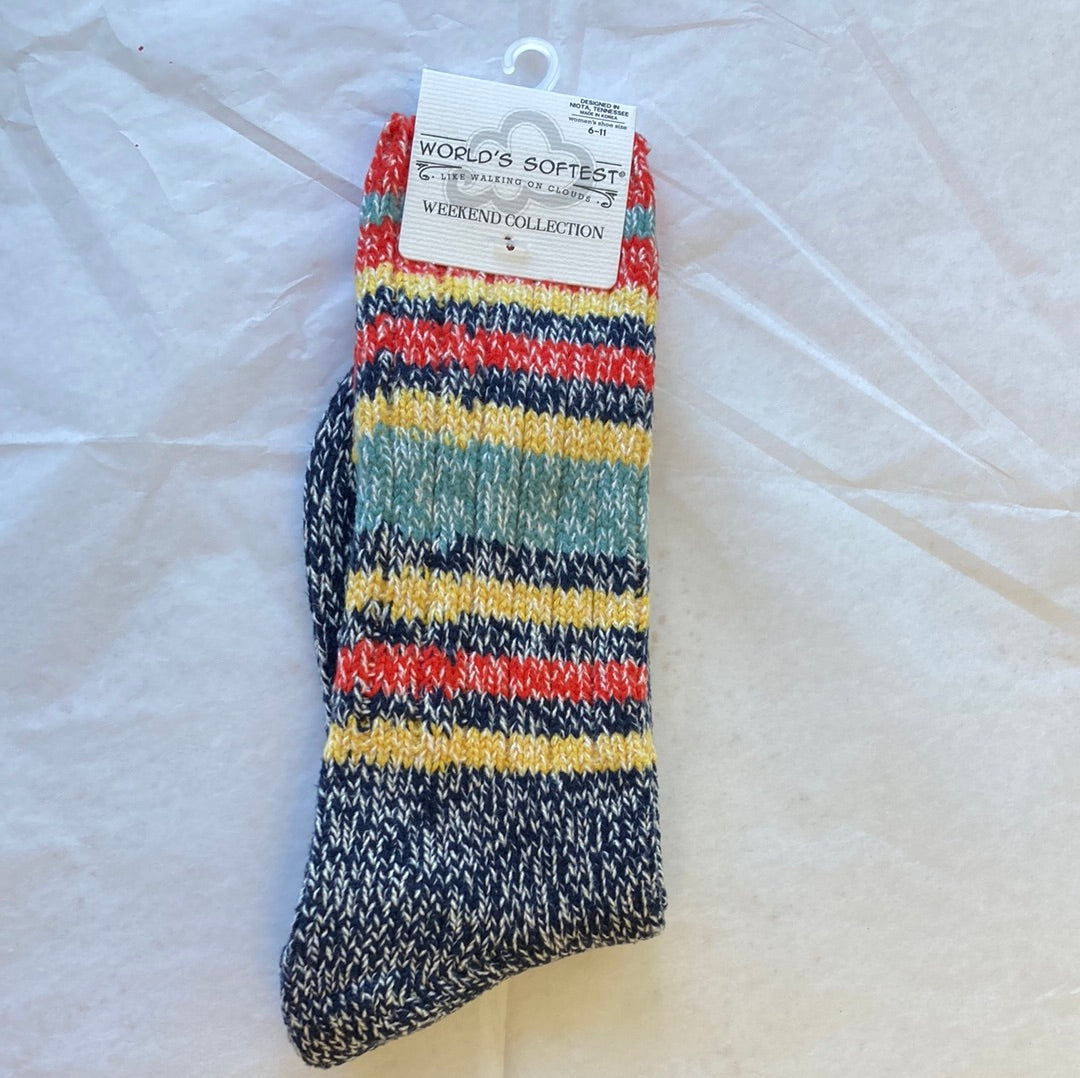 LADIES SOCKS/INDIGO STRIPE 524-9501